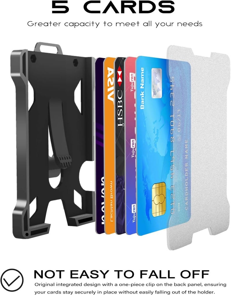 SHIXUAN ID Badge Holder with Retractable Clip, Credit Card Holder, Keychain Wallet, Name Badge Holders, Business Card Holder, and Money Clip for Men (Black) - Image 2
